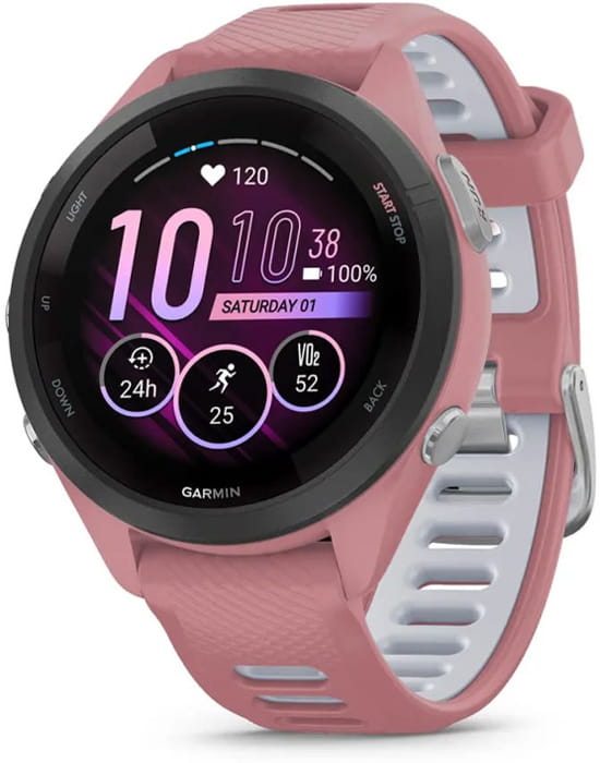 Garmin Garmin Forerunner 265S 010-02810-15  010-02810-15 электронные мужские часы  циферблат, браслет силикон — вид спереди